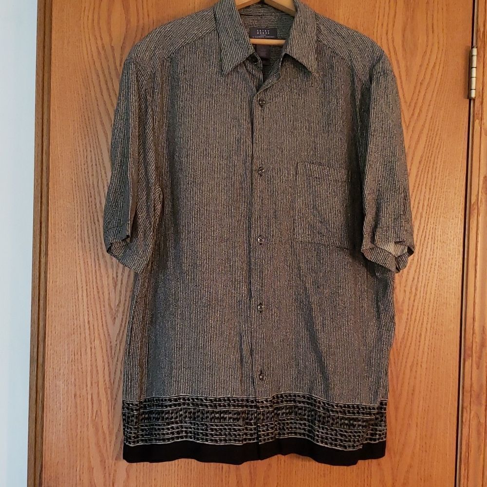 Very Nice Gray Black Crazy Horse (a Claiborne Co) Button Down Dress Shirt Sz L